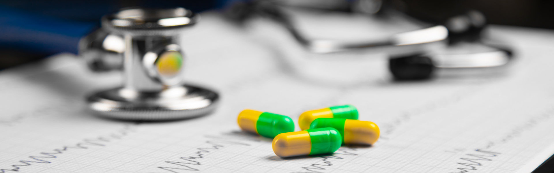 stethoscope and pills