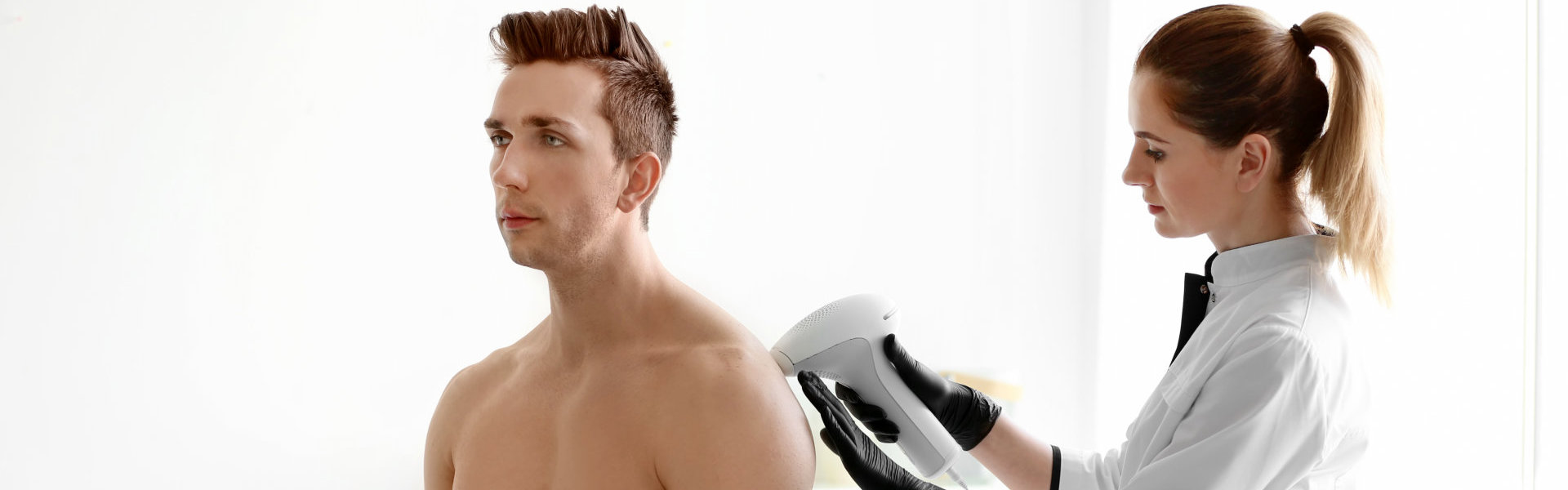 man undergoing hair removal